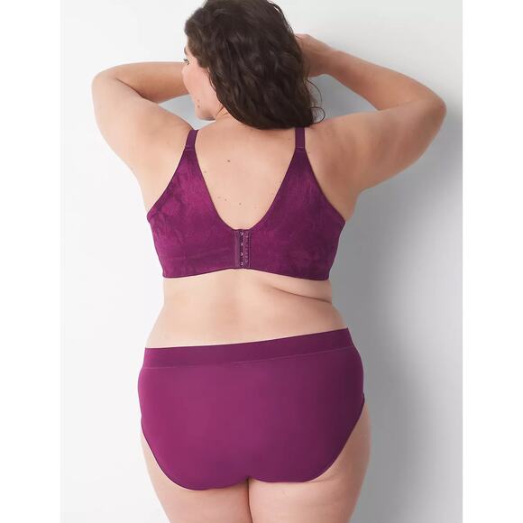 Cacique Dark Purple Invisible Lace Backsmoother Lightly Lined Balconette Bra - Picture 2 of 15